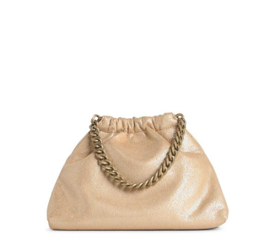 FALABELLA MINI DRAWSTRING BAG ECO SHINY DOTTED CHAMOIS W/TONAL CHAIN - AIRLITE