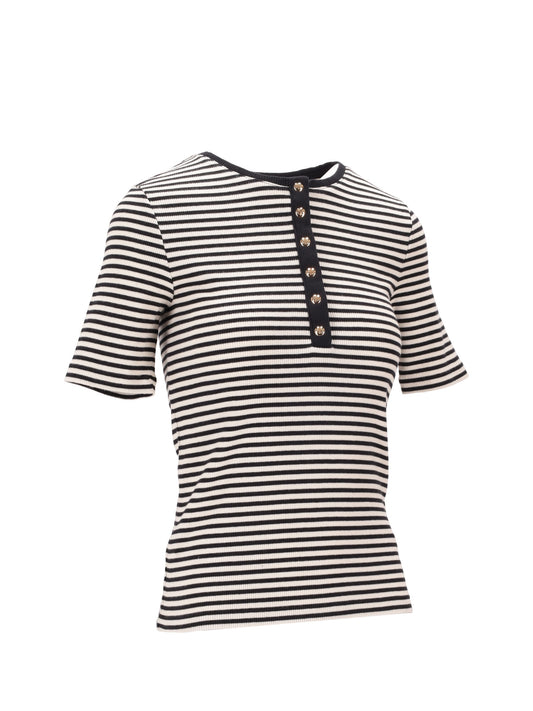 ALESSIA TEE - CREAM AND BLACK STRIPE