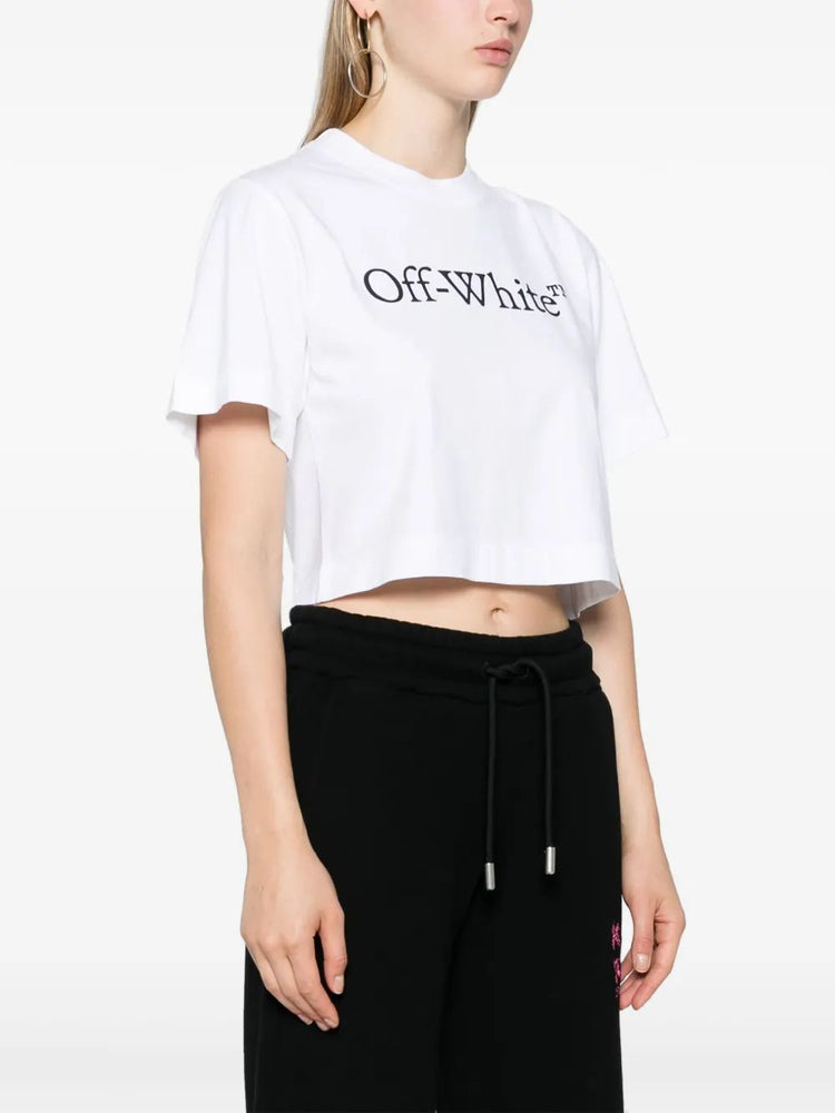 BIG LOGO BOOKISH CROP TEE WHITE BLACK