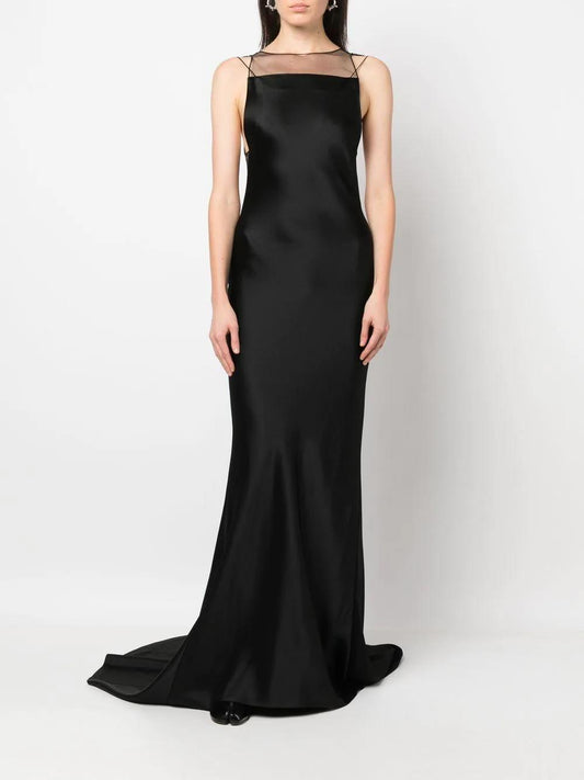 satin fishtail gown