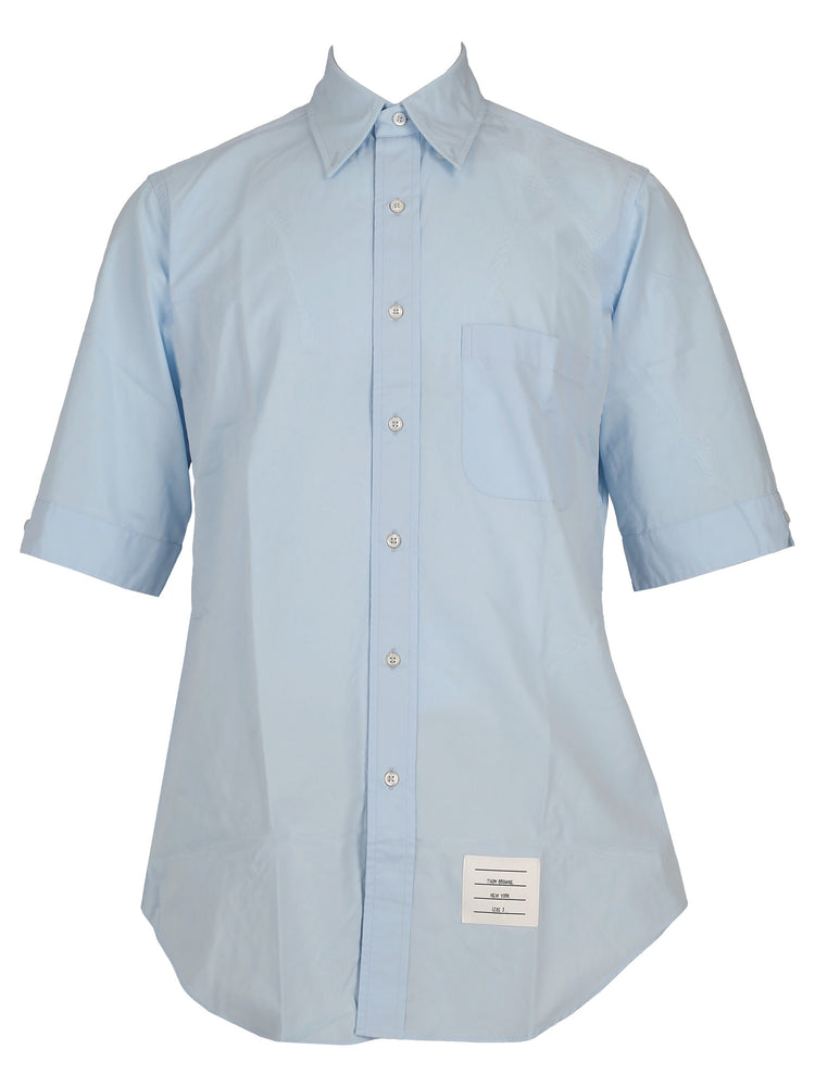 CLASSIC FIT SHORT SLEEVE SHIRT W/ RWB GROSGRAIN PLACKET IN SOLID POPLIN