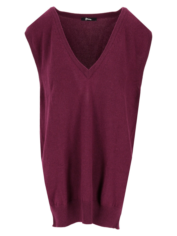 LA ROSE knitwear gilet oversize viola vino