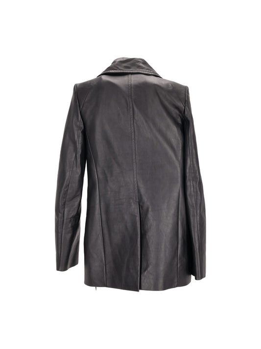 Helen leather fitted peacoat black