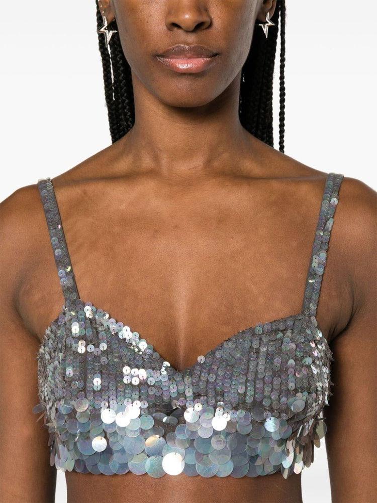 iridescent sequin cropped top