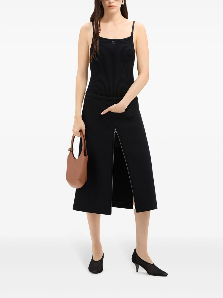 Heritage tailored crepe-texture midi skirt