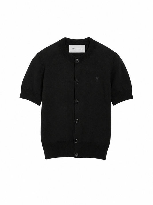 SHORT SLEEVES CARDIGAN WITH CONTRASTED AMI DE COEUR