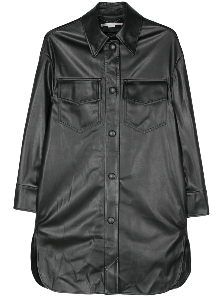 faux-leather overshirt