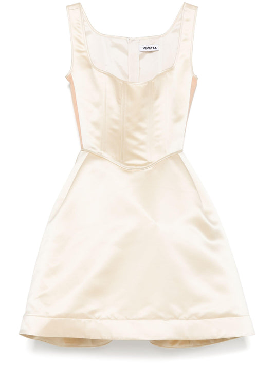 duchess satin mini bustier dress