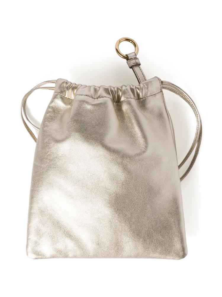 metallic leather pouch