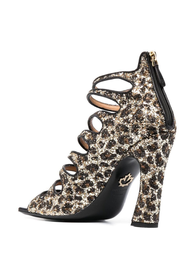 DSQUARED2 glitter-embellished leopard-print sandals