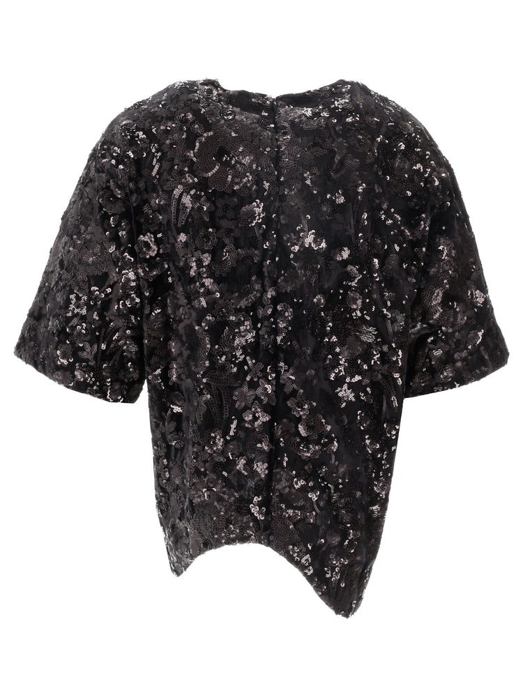 ONDA TEE - Floral Sequin Embroidered Velvet