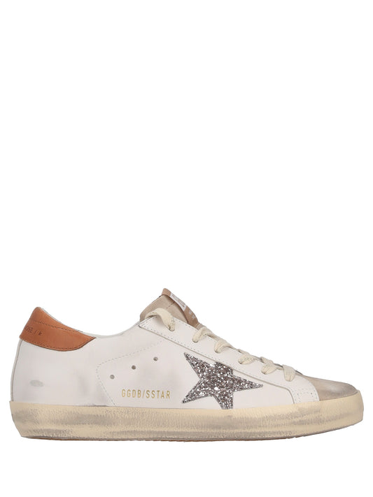 SUPER STAR LEATHER UPPER AND HEEL SUEDE TOE GLITTER STAR