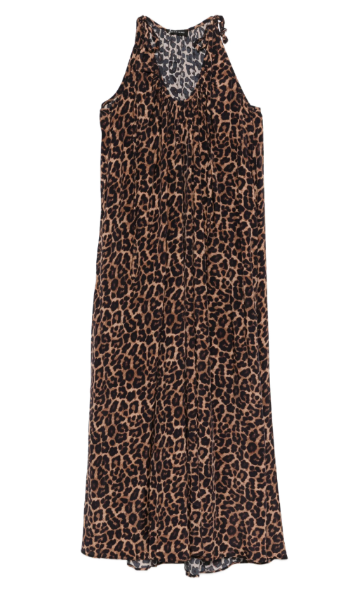 FLORA DRESS - BLACK AND BROWN LEOPARD
