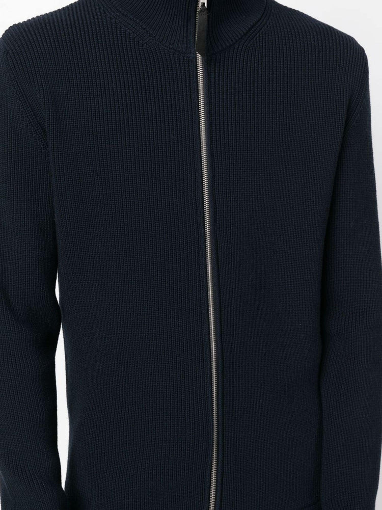 ribbed-knit zip-up sweater