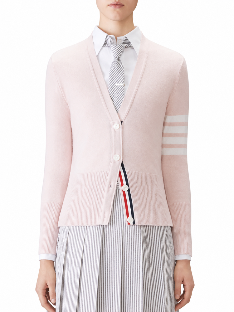 CLASSIC V-NECK CARDIGAN W/ 4 BAR IN CASHMERE