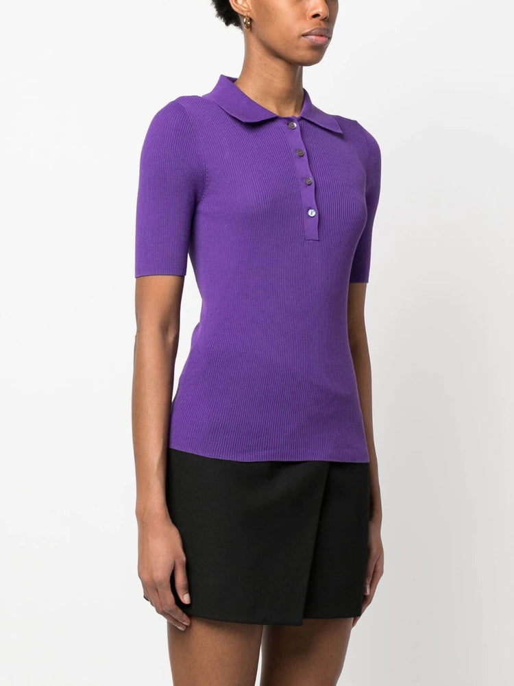 PAROSH polo-collar knitted top