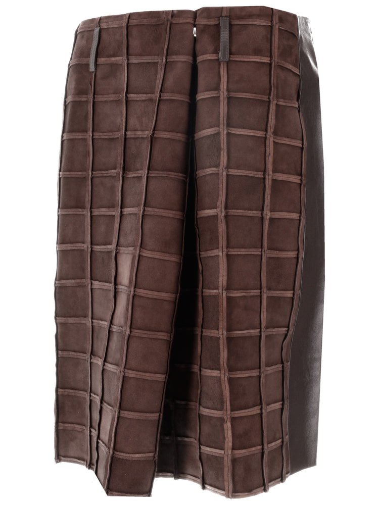 PIEGA SKIRT - Square Suede Patchwork
