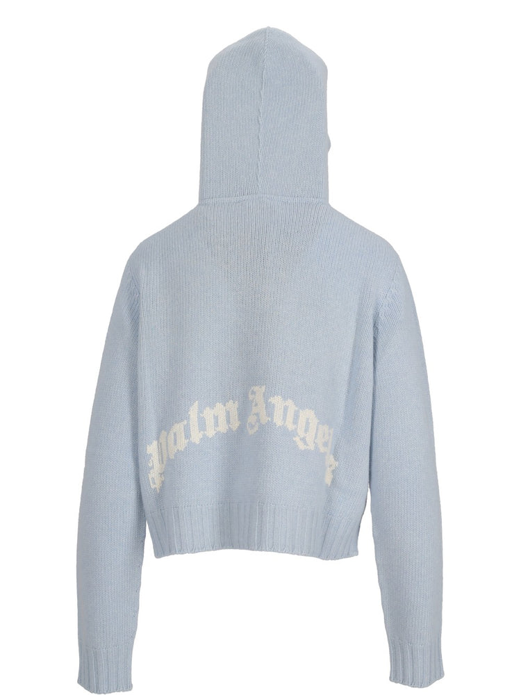 CURVED LOGO KNIT HOODY BABY BLUE - OFF W