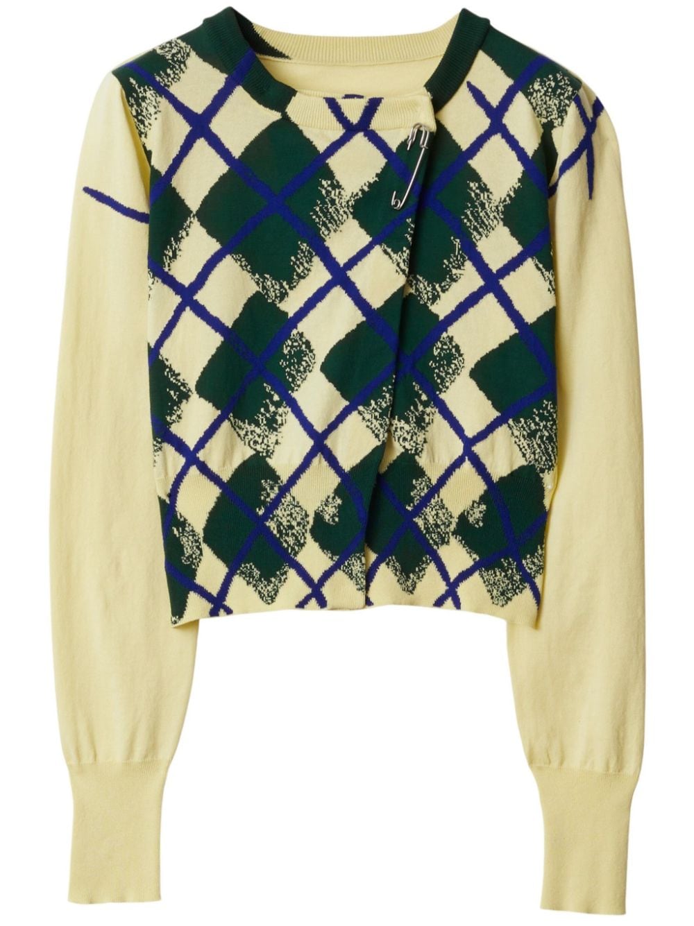 argyle-intarsia cropped cotton jumper