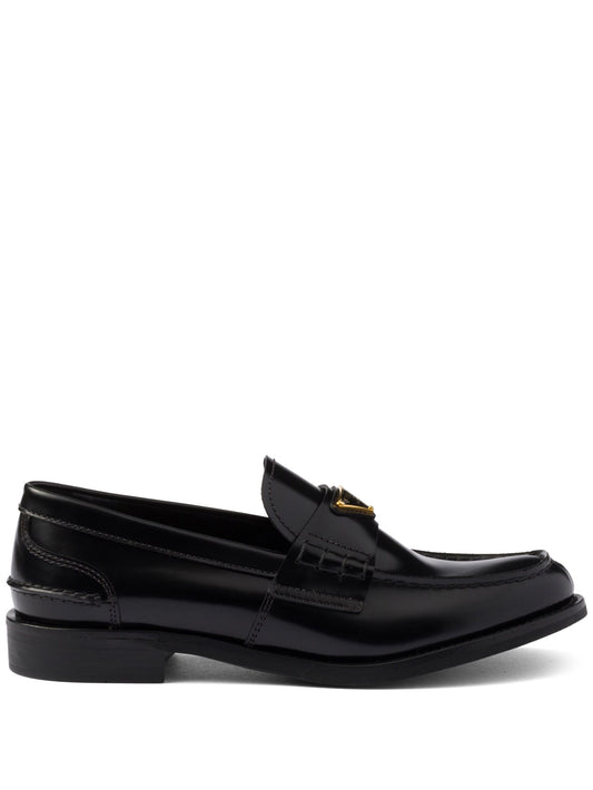 brushed leather loafers