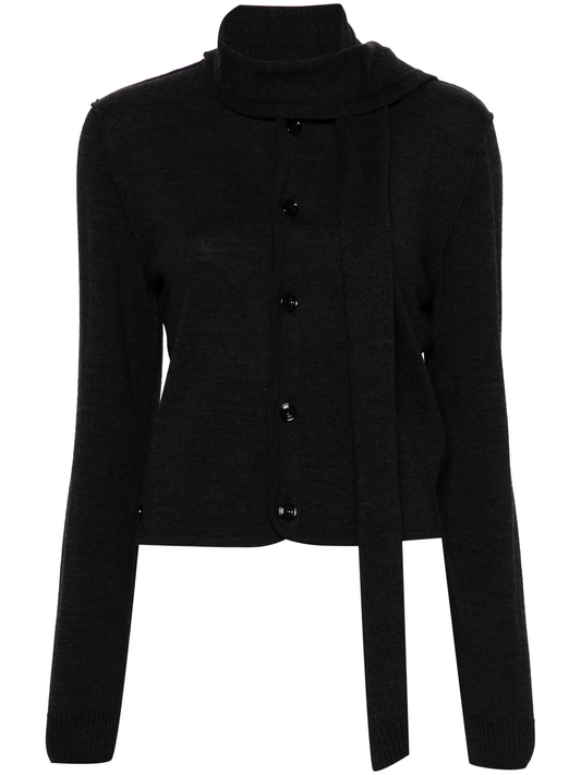 TWISTED CARDIGAN WITH SCARF