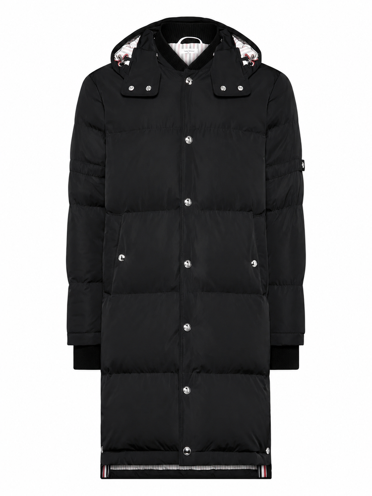 DOWNFILLED SNAP FRONT DETACHABLE HOOD COAT W/ SELF ARMBAND (42") IN POLY TECH O.P.