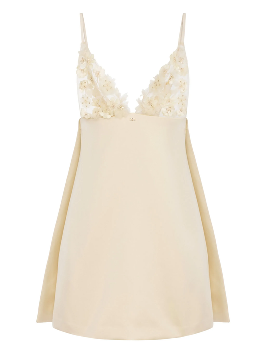 floral-appliqué dress