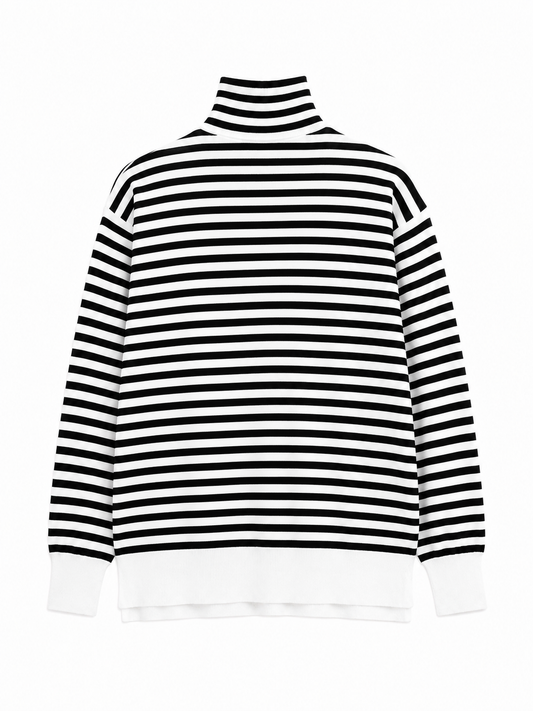 STRIPED TURTLE NECK SWEATER WITH BLACK AMI DE COEUR