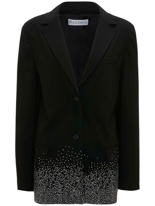 crystal-embellished single-breasted blazer