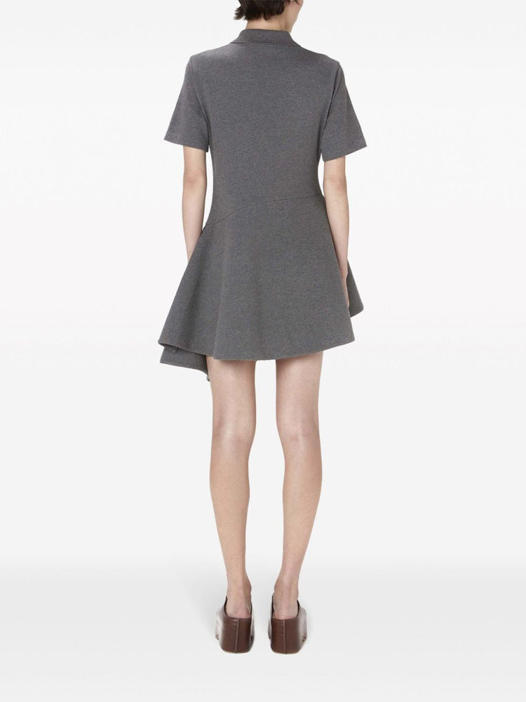 polo-collar cotton asymmetric dress