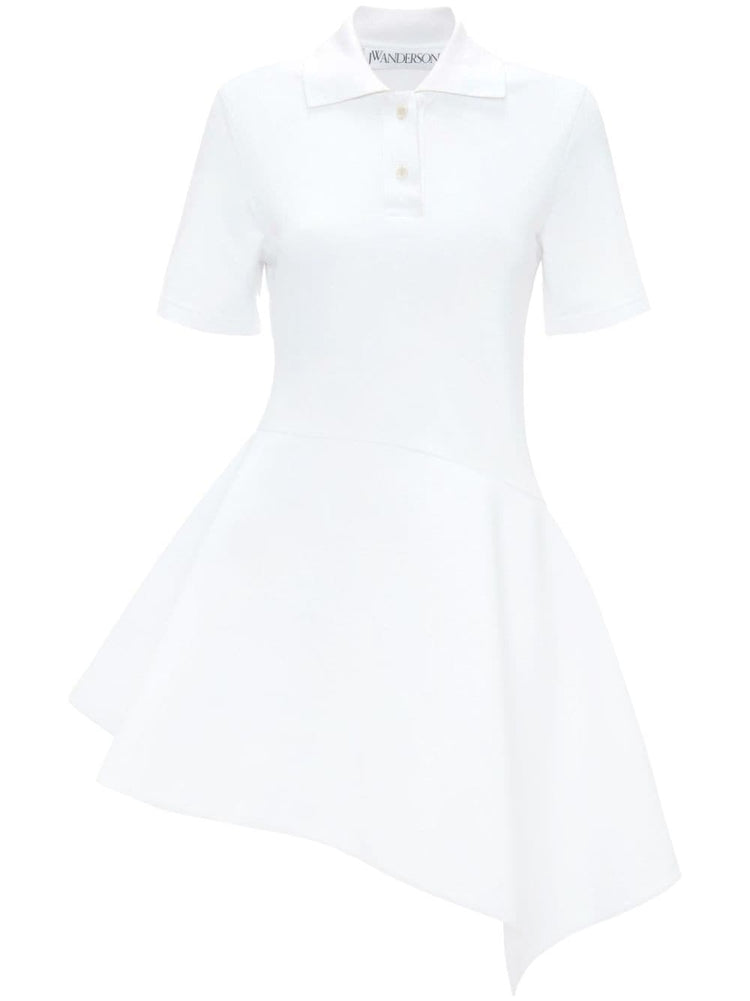 polo-collar cotton asymmetric dress