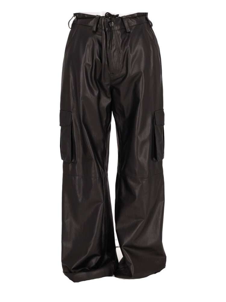 LA ROSE nappa leather cargo trousers