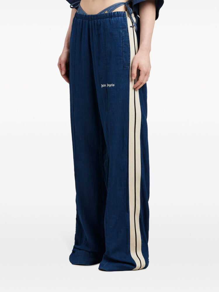 side-stripe chambray trousers