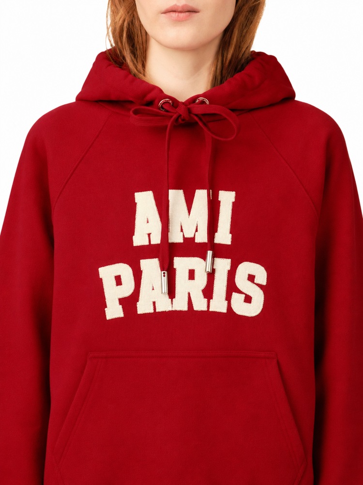 HOODIE WITH AMI PARIS FELT EMBROIDERY