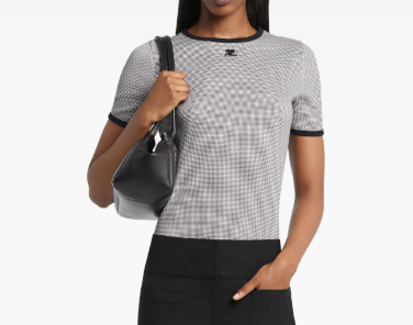 T-SHIRT HOUNDSTOOTH CONTRAST