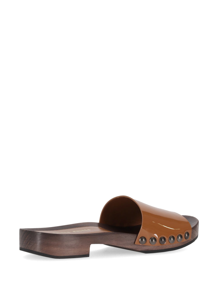 patent leather clogs