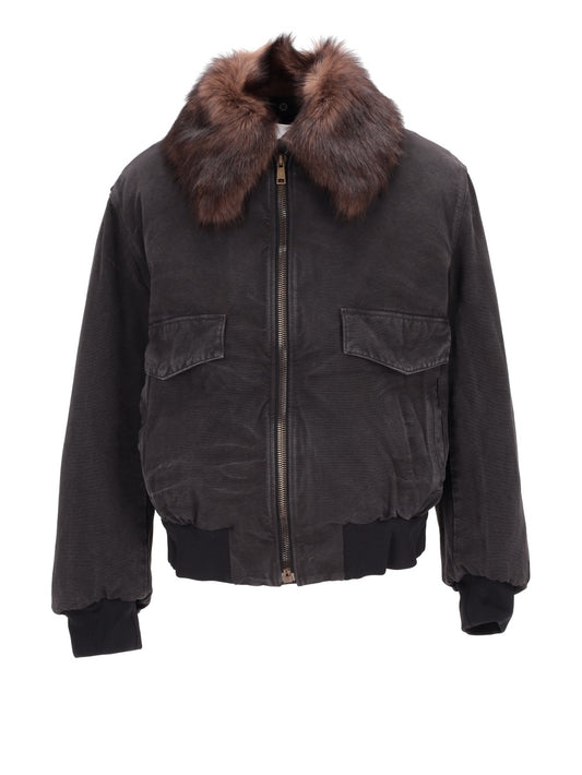 cotton shearling-collar jacket