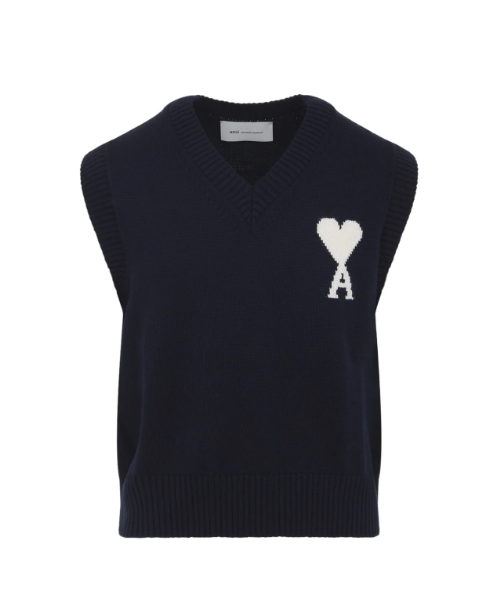 PULL COL V SANS MANCHES AVEC AMI DE COEUR CONTRASTE