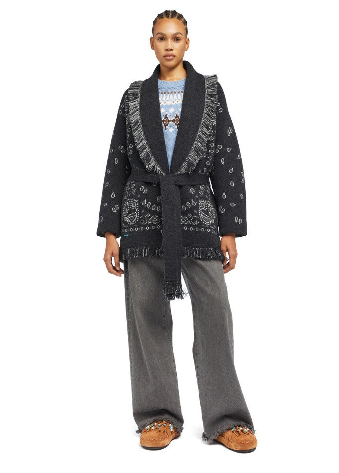 CARDIGAN JACQUARD BANDANA CHARCOAL/MULTI