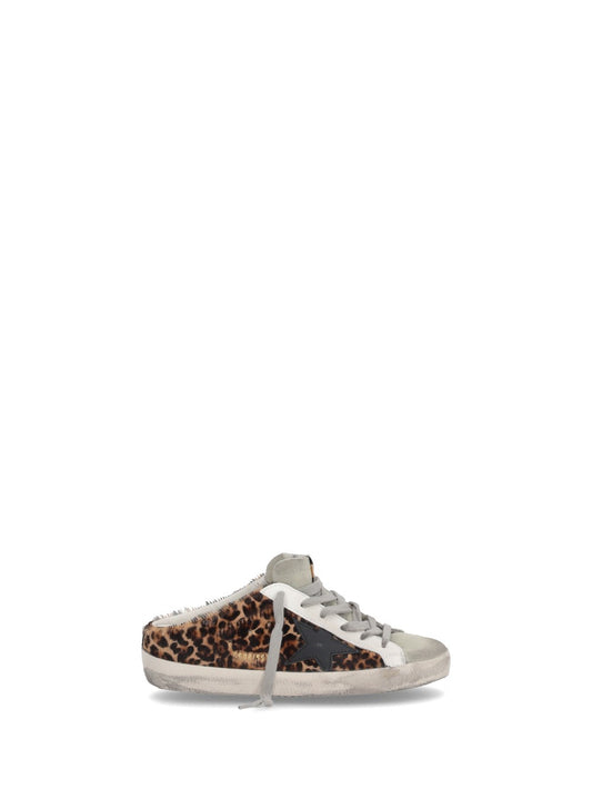 SUPER-STAR SABOT LEOPARD HORSY UPPER SUEDE TOE LEATHER STAR