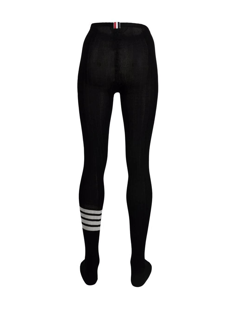 OPAQUE RIB TIGHTS W/ 4 BAR IN FINE MERINO WOOL