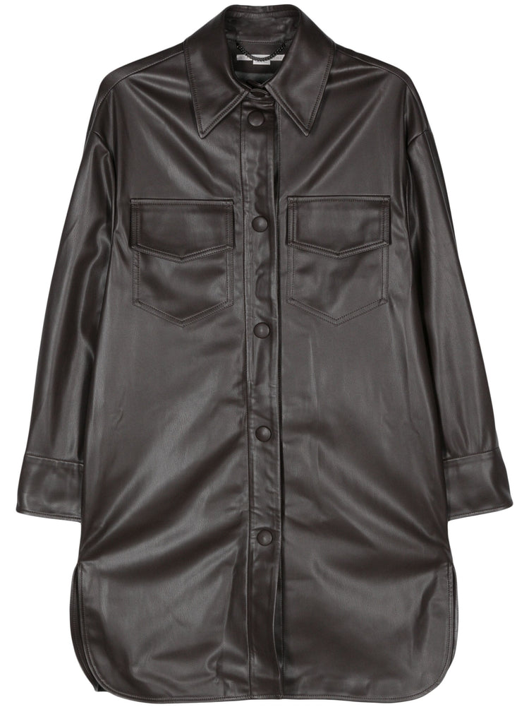 faux-leather overshirt