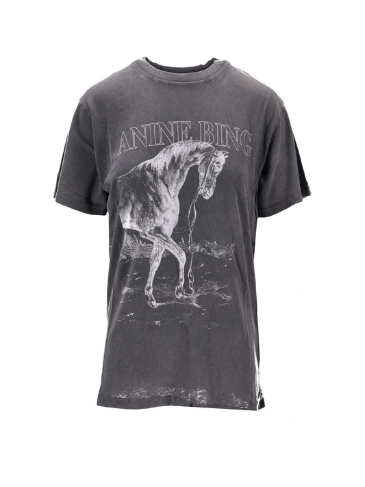 LILI TEE HORSE - WASHED BLACK