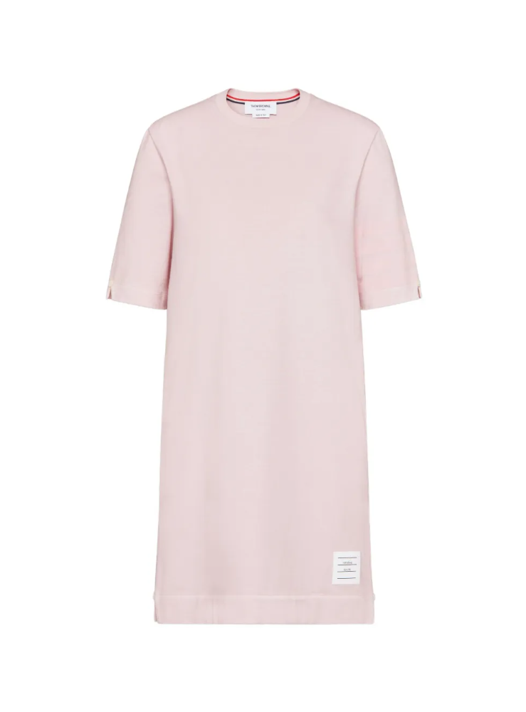 GARMENT DYED SS TEE SHIRT DRESS W/ TONAL 4 BAR IN MED WEIGHT JERSEY W/ OVERDYED 4 BAR
