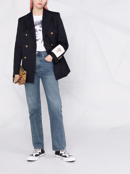 GOLDEN W'S DOUBLE BREASTED BLAZER COMPACT GABARDINE WOOL