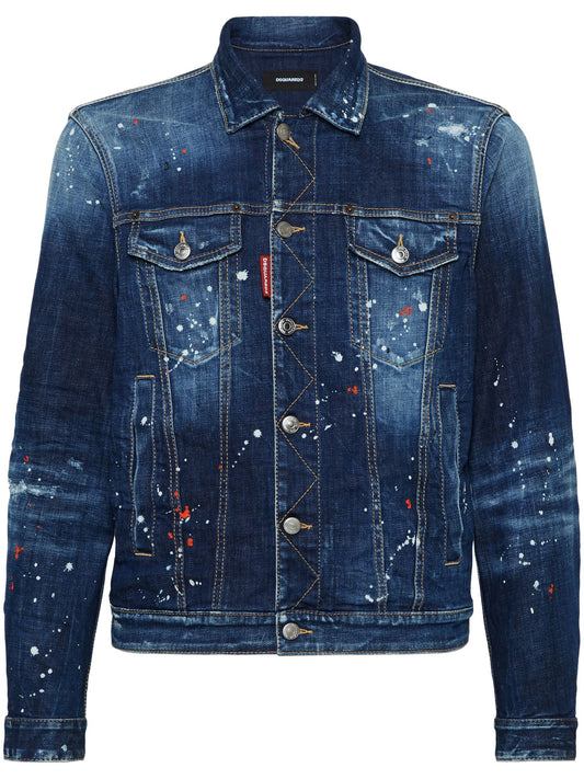 D2 paint-splattered denim jacket