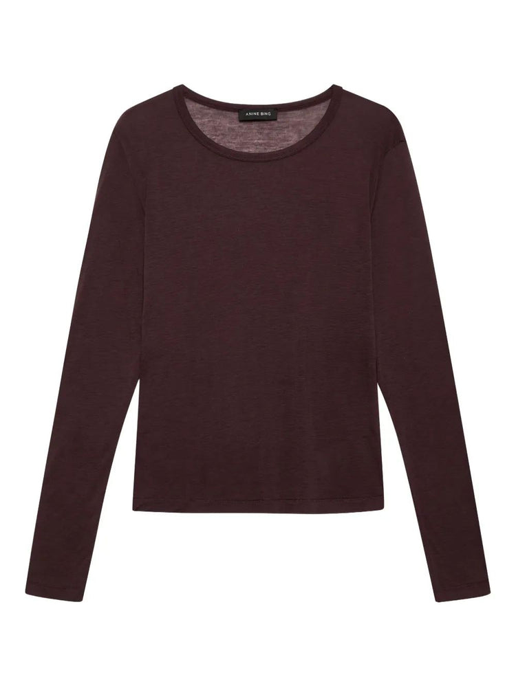 SYLVIE LONG SLEEVE TEE - DARK BROWN