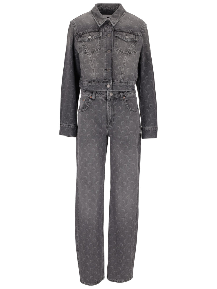 MOON LASER GREY WASH DENIM STRAIGHT JEANS