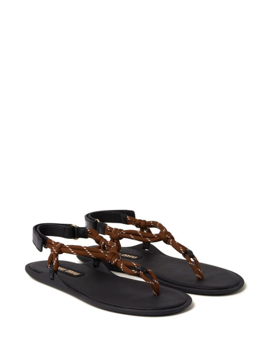 cord-strap leather sandals
