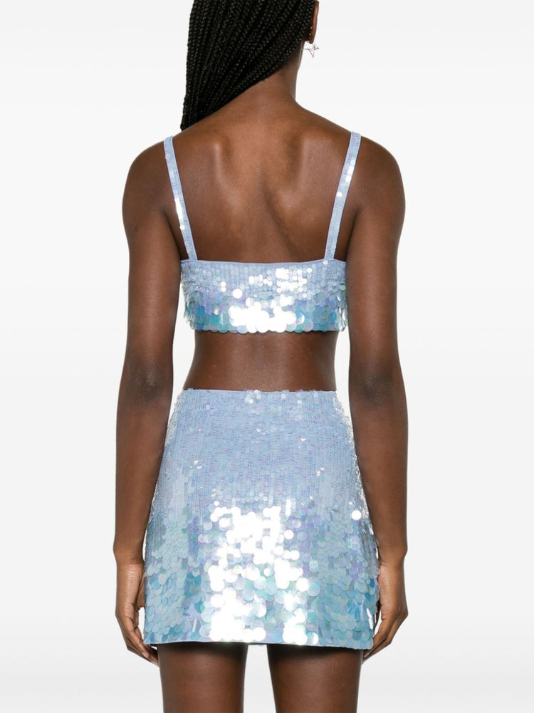 iridescent sequin cropped top